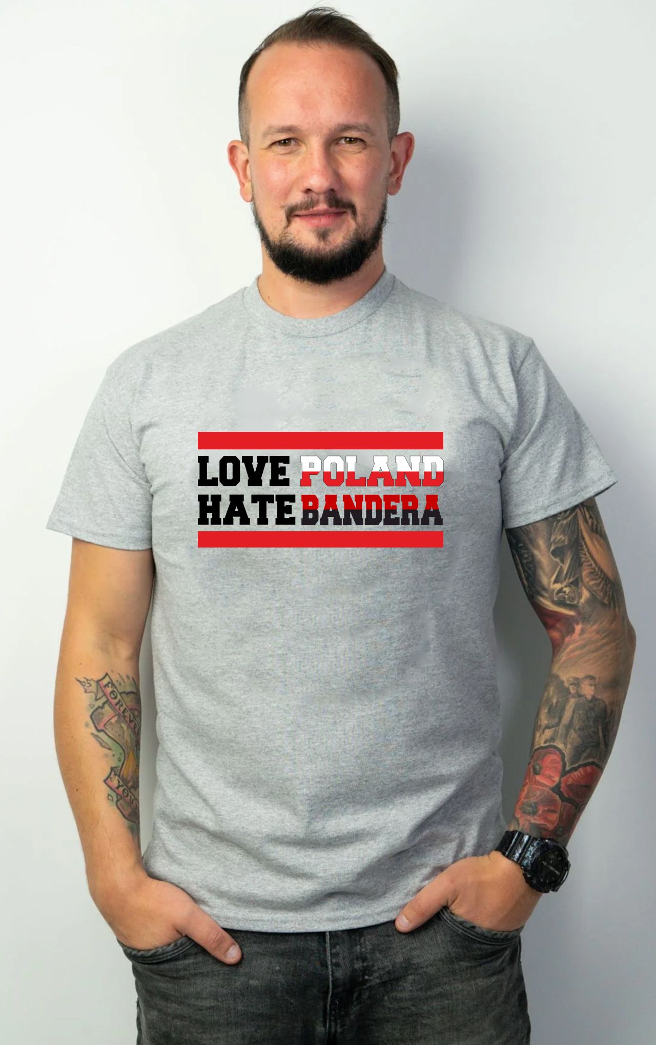 Koszulka Love Poland Hate Bandera - Anty Bandera - obrazek 3
